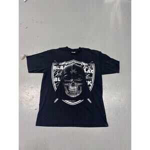 Vintage 2000s Oakland Raiders One Nation Skull T Shirt Black NFL Graphic Tee